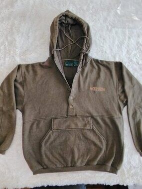 Wolverine Men's Olive Green Heavyweight Cotton Blend Snap Hoodie Size M